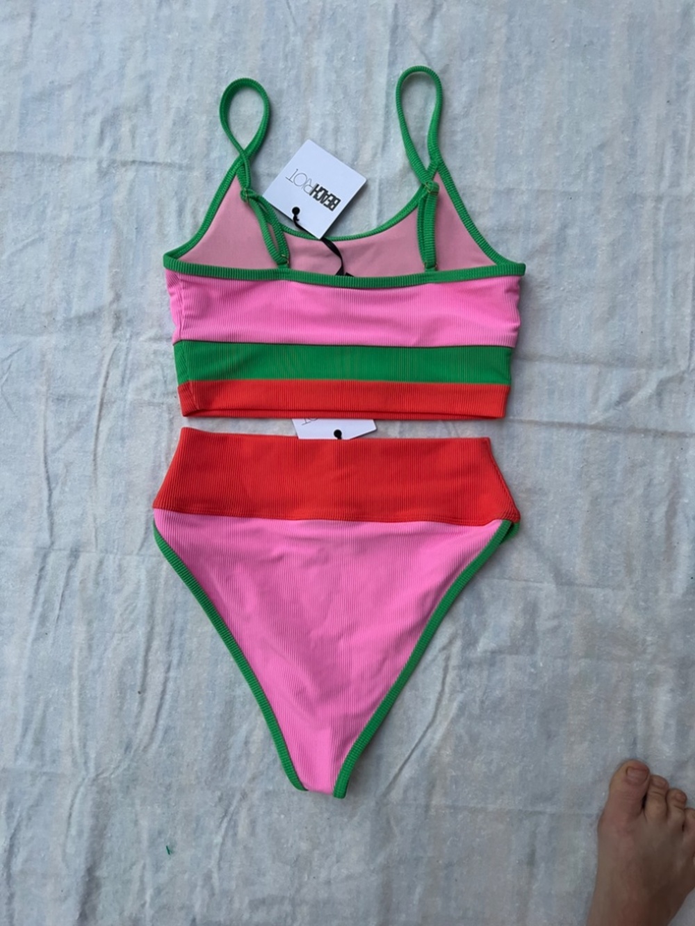Beach Riot Ribbed Colorblock Bikini Set | Made in USA Medium - Picture 2 of 9